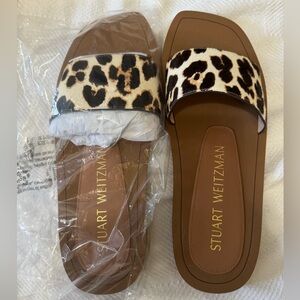 Stuart Weitzman Leopard Slides. New.